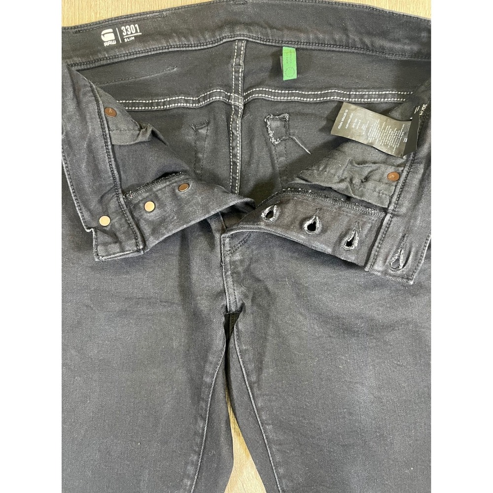 G-Star Raw 3301 Slim Black Authentic Jeans Mens 30x34 Button Fly 51001-B964-A810 - Picture 4 of 10